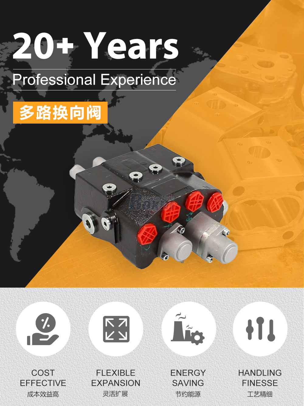 博信华盛液压科技有限公司 软轴 2 联 单块式方向阀